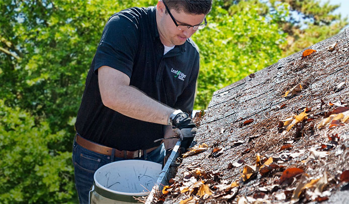 LeafFilter cleans and realigns rain gutters